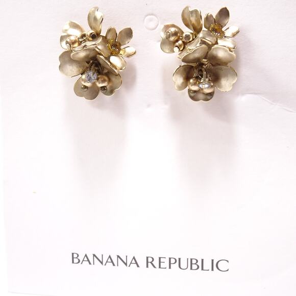 NWT Banana Republic Women's Brass Metal Flower Stud EARRINGS NWT 48 - Picture 4 of 8